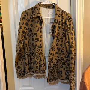 Mudpie Leopard Print Jacket with Ruffle Hem Size S
